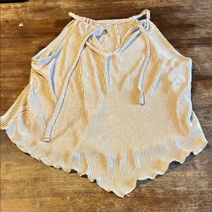 Gold Sleeveless Top with Drawstring
